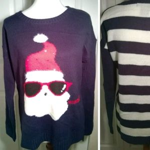 Santa in Sunglasses Ugly Christmas Holiday Sweater